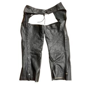 Motorcycle Black Leather Riding Chaps Size XXL